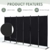 RANTILA 3 Panel Privacy Screen, 6 Ft Tall Folding Privacy Screen Room Dividers, Freestanding Room Partition Wall Dividers, 102''W x 20''D x 71''H, Black