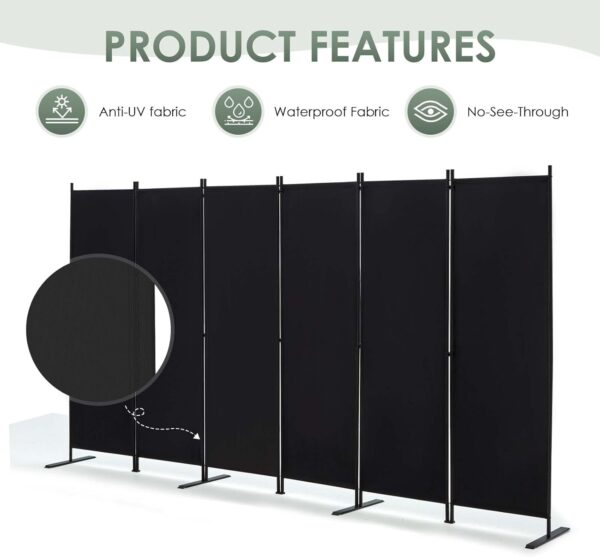 8751ceb895394ca592f31c582e519dd0 RANTILA 3 Panel Privacy Screen, 6 Ft Tall Folding Privacy Screen Room Dividers, Freestanding Room Partition Wall Dividers, 102''W x 20''D x 71''H, Black