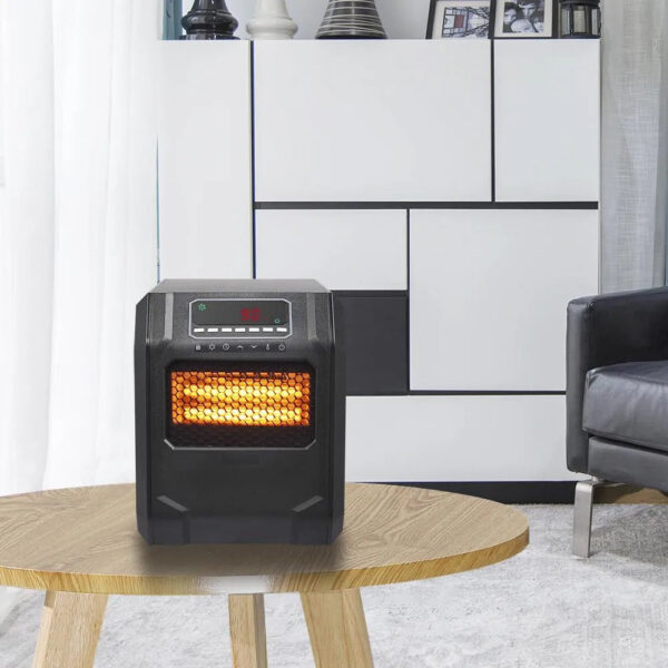 87672dbf77e64b20b1fc7e2558c81df6 Portable Space Heater, 750W/1500W Small Infrared Heater w/ Remote, LED Display, 3 WorModes, Safe Electric Heater for Home Office Bedroom with Overheat Protection, 11.58′′ x 9.72′′ x 12′′, Q6153