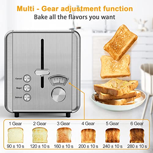 8790dc818c7744929e3069c3d749c3c7 whall Toaster 2 slice Stainless Steel Toasters with Bagel, Cancel, Defrost Function, for Various Bread Types