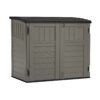 Suncast Modernist Horizontal Low-Profile Storage Shed, Gray, 3 Doors, 4'x2.5', covers 34 Cubic feet
