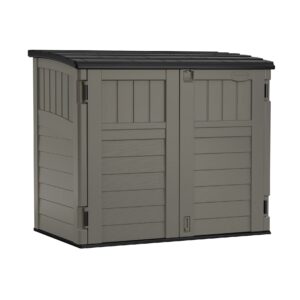 Suncast Modernist Horizontal Low-Profile Storage Shed, Gray, 3 Doors, 4'x2.5', covers 34 Cubic feet