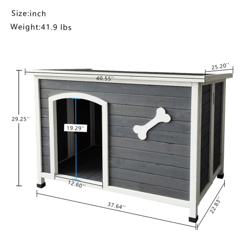 Outdoor Dog House, Large Wooden Waterproof Dog Cage, Windproof Warm Dog Kennel Easy to Assemble