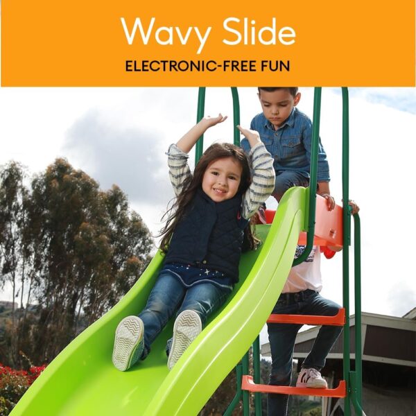 8814d9adda7c4dbb9862b83f4d0fb7a0 Outdoor Playground Slide, Big Backyard Freestanding Plastic Slide, 10 ft Outdoor Swing Set Slide for Kids Ages 4-8