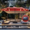 Double Sided Patio Umbrellas - 15ft Solar Lights LED Lighted Outdoor Extra Large Market Table Umbrella with Base Included, Oversized Umbrella for Deck, Pool, Backyard (Beige)