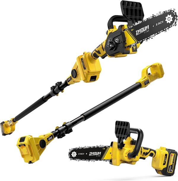 88478a36f5004e1499c373a28530aec4 2-in-1 Brushless Pole Saw & Mini Chainsaw, IMOUMLIVE 8" Cutting Cordless Power Pole Saw for Wood Cutting, Trimming