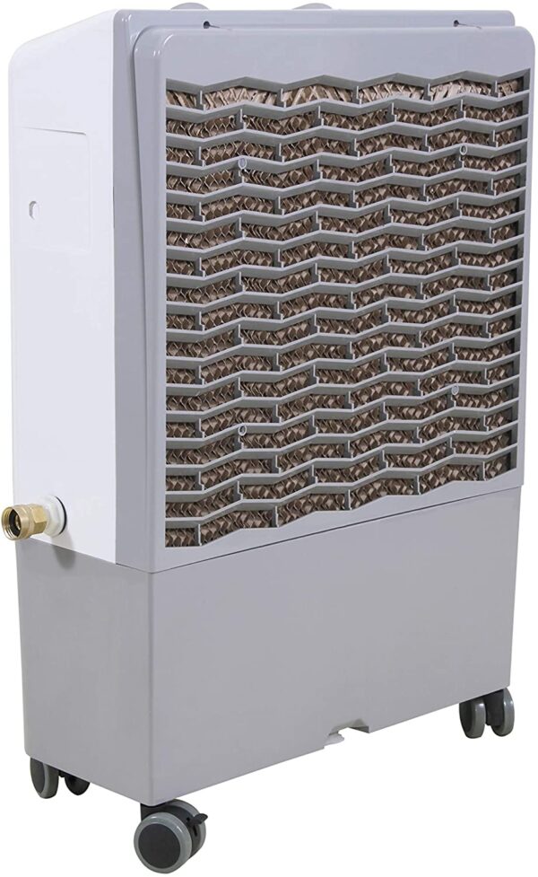885ed54a20d0482191b9b34247c1a99b MC18M Portable Evaporative Cooling Fan, Indoor/Outdoor High Temp Environments, 1300 CFM, 500 sq. ft., 2-Speed Fan, 53.4 dB, White