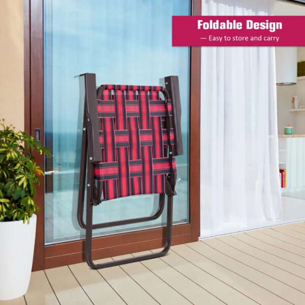 886658eadde84844be5159423ec8649a Canddidliike 6 Pieces Folding Beach Chair Camping Lawn Webbing Chair-Red, Folding Aluminum Webbed Lawn Chairs with Detachable Cup Holder