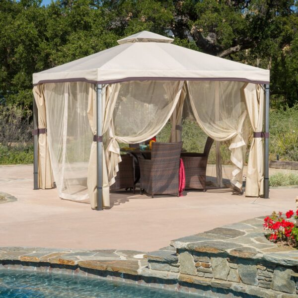 8871346f384b4139b576e4dbcfa0b3cf Christopher Knight Home Skyline Fabric Gazebo by Beige