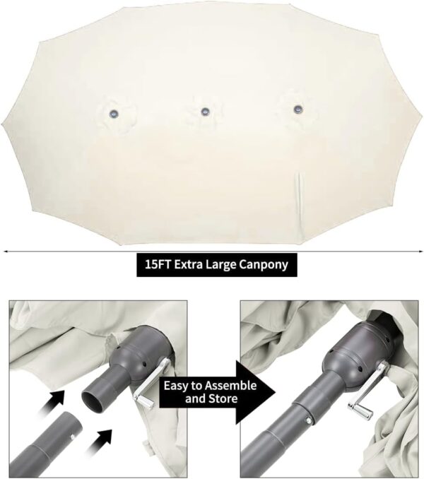 888f072ef2544dfeb015e42c089cbe8b 15ft Patio Umbrella with Solar Lights, Large Double Umbrella Outdoor, Rectangle 180''x106'' Umbrellas with 156 PCS LED Lights and Crank Handle for Backyard Deck Pool Shade in Black(1.9" Pole)