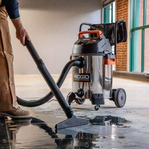 88a6eb5f72c34965a71e261a4009df53 16 Gallon 6.5 Peak HP Stainless Steel Wet/Dry Shop Vacuum with Fine Dust Filter, Locking Hose and Accessories WD1956