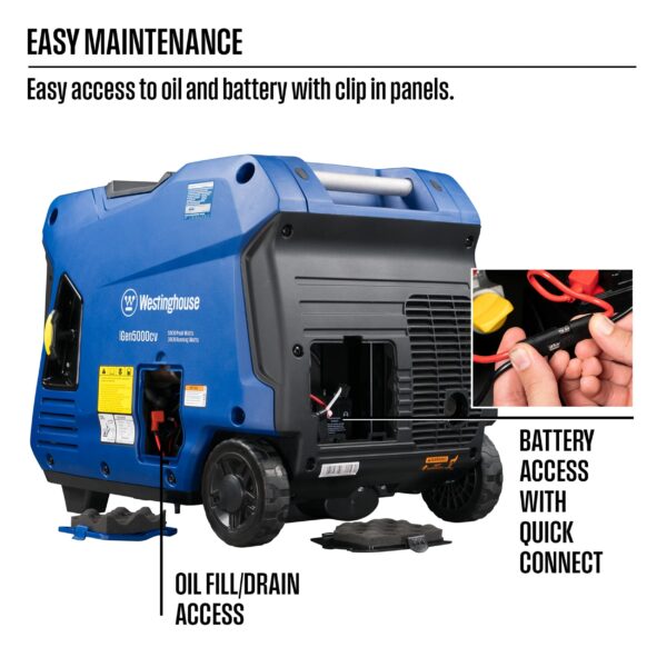 Westinghouse 5000 Peak Watt Recoil Start, Gas Powered Portable Inverter Generator with CO Sensor