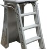 Confer Plastics 7200 Roll Guard 48" to 56" Adjustable A Frame Safety Ladder for Above Ground Outdoor Patio Swimming Pool Platform Ladder with Step Barrier, Warm Grey…
