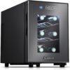 24 inch Wine Cooler, 46 Bottle - Dual Zone Built-in or Freestanding Fridge with Stainless Steel Reversible Glass Door, for Home, Kitchen, or Office.