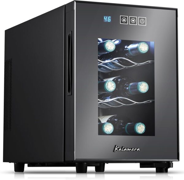 897166ef1f074ba6b77dbed90c27b330 24 inch Wine Cooler, 46 Bottle - Dual Zone Built-in or Freestanding Fridge with Stainless Steel Reversible Glass Door, for Home, Kitchen, or Office.