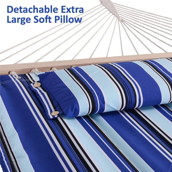 8989edd1131d433fb812ef073015c8c9 Two Person Hammock with Stand Heavy Duty, Free Standing Hammocks Outdoors for 2 Person, Max 475lbs Capacity, Blue Stripes