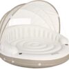58292EP Canopy Island Inflatable Pool Float: Comfortable Lounge Surface – Built-in Cup Holders – Detachable Sunshade – 440lb Max Weight Capacity – 78.5" x 59"
