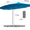15ft Patio Umbrella with Solar Lights, Large Double Umbrella Outdoor, Rectangle 180''x106'' Umbrellas with 156 PCS LED Lights and Crank Handle for Backyard Deck Pool Shade in Black(1.9" Pole)