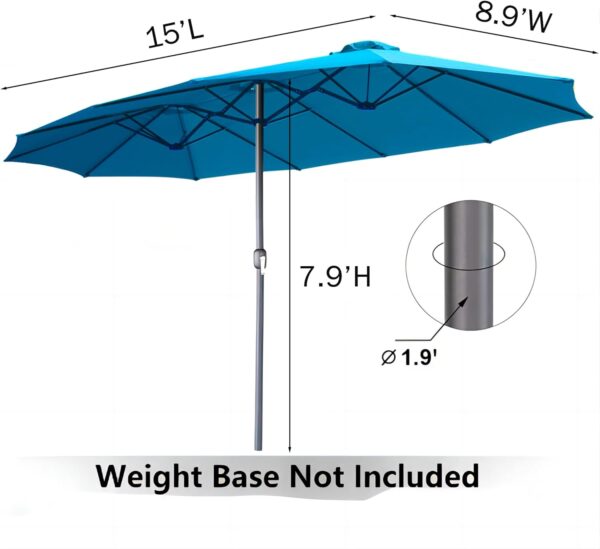 8ac83dc5fb054e968b8f11511828aad2 15ft Patio Umbrella with Solar Lights, Large Double Umbrella Outdoor, Rectangle 180''x106'' Umbrellas with 156 PCS LED Lights and Crank Handle for Backyard Deck Pool Shade in Black(1.9" Pole)