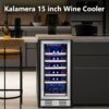 24 inch Wine Cooler, 46 Bottle - Dual Zone Built-in or Freestanding Fridge with Stainless Steel Reversible Glass Door, for Home, Kitchen, or Office.