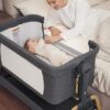 Rocking Bassinet Bedside Sleeper, Adjustable Height, Portable with Wheels, Includes Comfy Mattress, for Newborns