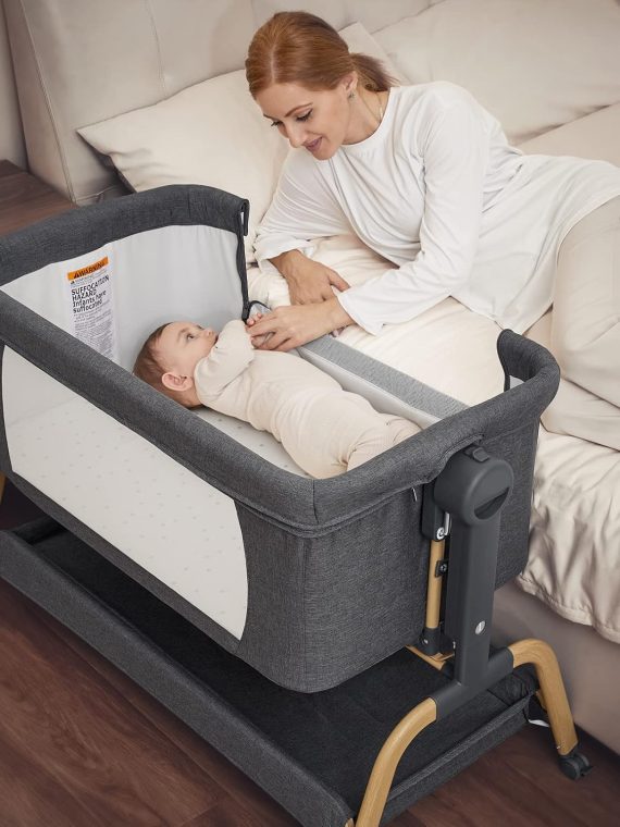 8b87180dff2140acaed032f04dc8cd0b Rocking Bassinet Bedside Sleeper, Adjustable Height, Portable with Wheels, Includes Comfy Mattress, for Newborns