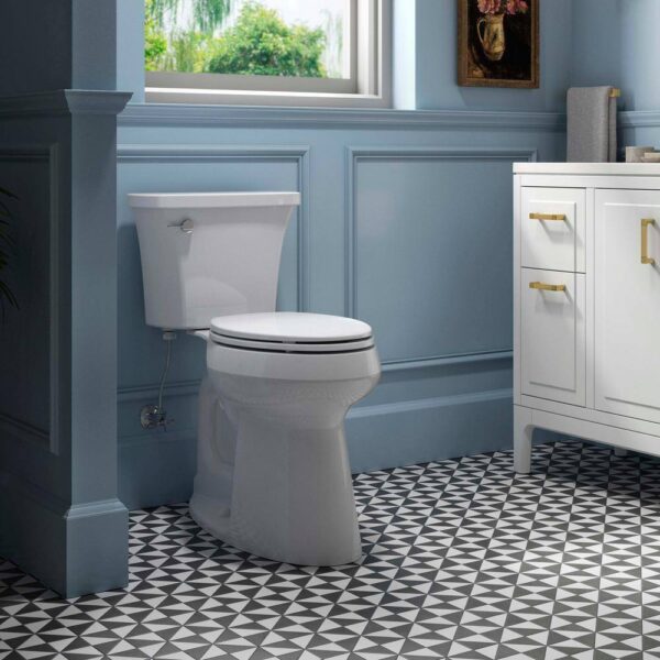 8bd9941dc7a944128adeb1402d2b7a88 KOHLER Extra Tall Highline Arc Complete Solution 2-piece 1.28 GPF Single Flush Elongated Toilet in White (Seat Included) 78305-0