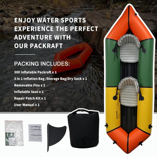 8bdaae5a5bd642a981600f3b39cd78f8 Lightweight Packrafts, TPU Inflatable Kayak for Flat Water Rafting Camping Trip/Fishing/Water Adventures 1 Person/2 Person Packraft, 330lb/660lb Weight Capacity