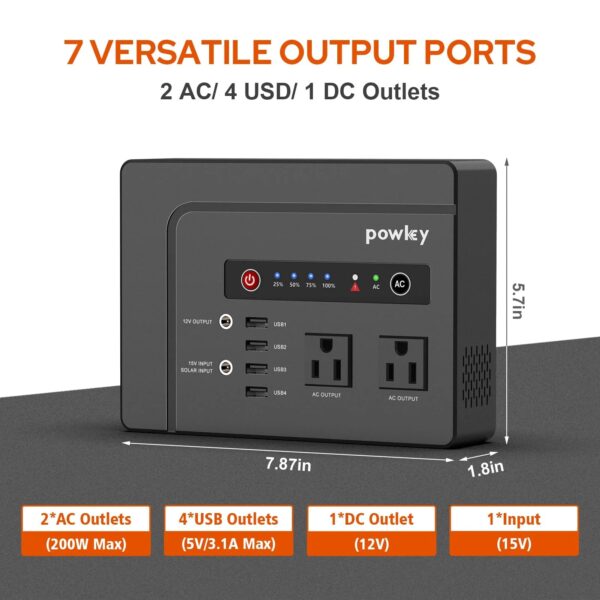 8c4c38e7c3ce4af3a152d9eca5a3f687 Powkey 146Wh/200W Outdoor Solar Generator with Panel