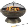 Sunnydaze 30" Royal Outdoor Steel Fire Pit with Spark Screen and Poker