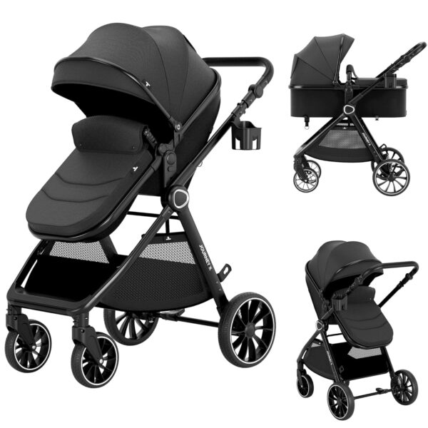 8cccdfa3d7144e1c8a4293773982941f 2 in 1 Baby Stroller, Convertible Bassinet Pushchair for Infants and Newborns 0-36 Months