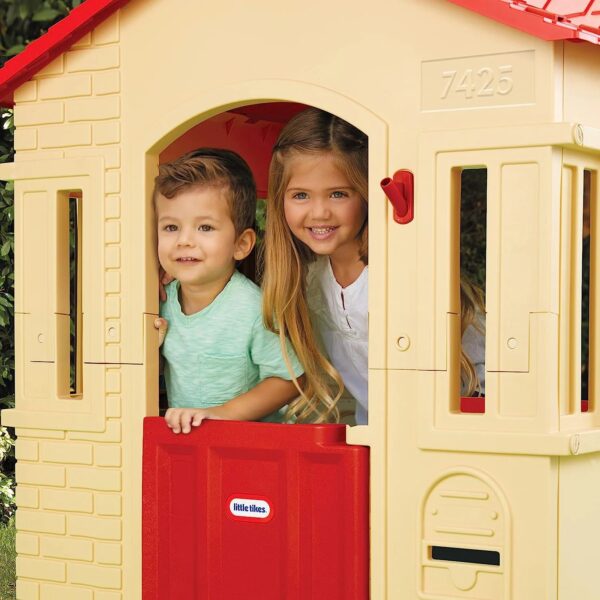 8cf7367ed4bc4f9e9309c47590237a23 Cape Cottage Playhouse with Working Door, Windows, and Shutters - Tan, Toddlers Ages 2+ Years
