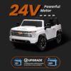 Track 7 24V Ride on Car, Licensed Silverado HD 2 Seater Electric Car for Boys Girls Age 3+, 24V Ride on Truck w/Remote Control, Music, ABC, White