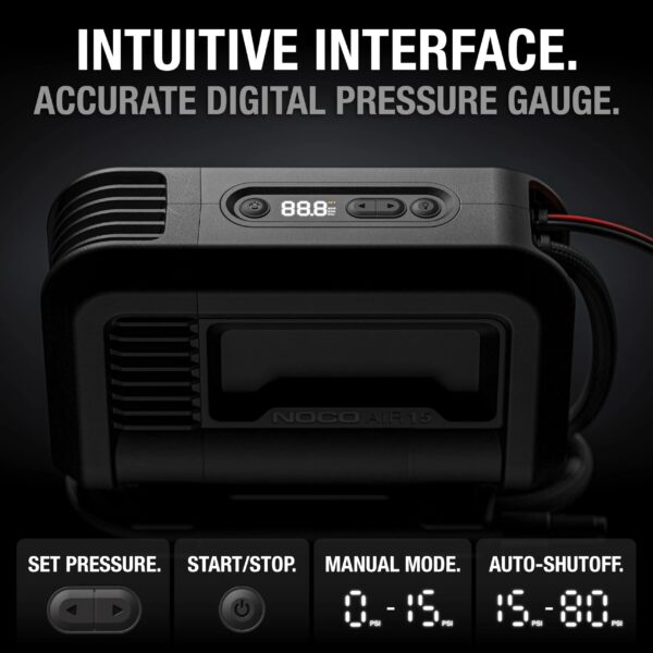 8e35b14e41f049bda338a6fdbb800df1 UltraFast 15A Tire Inflator, 12V Portable Air Compressor Pump, Rated at 80 PSI, Inflates Tires from 0-40 PSI in 2.9 Minutes with a Digital Gauge, Smart Pressure and Auto-Shutoff