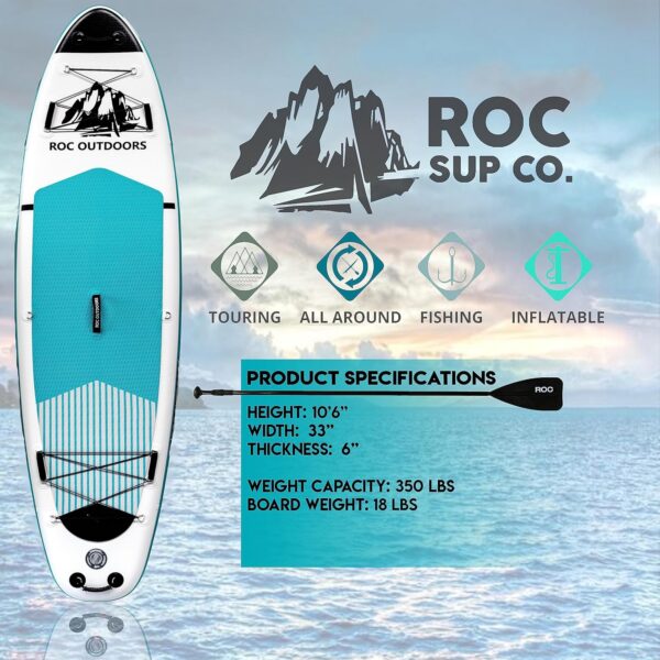 8e85286f25e44adeb023d80e973d5c50 Roc Inflatable Stand Up Paddle Boards 10 ft 6 in with Premium SUP Paddle Board Accessories, Wide Stable Design, Non-Slip Comfort Deck for Youth & Adults