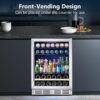 24 inch Wine Cooler, 46 Bottle - Dual Zone Built-in or Freestanding Fridge with Stainless Steel Reversible Glass Door, for Home, Kitchen, or Office.