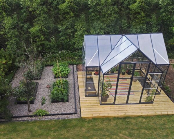 8ebf6adccfb14f2cbc8f06ef923c621c Palram - Canopia Chalet Four Season - 12' x 10' - Walk-In Hobby Greenhouse - Charcoal Gray - with 2 Roof Vents