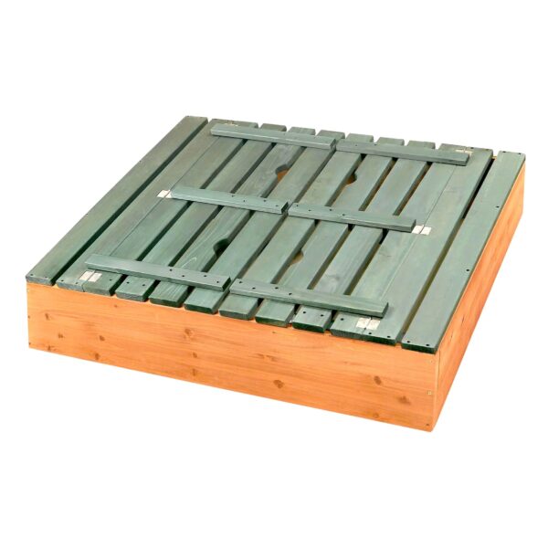 Badger Basket Covered Convertible Cedar Sandbox with Two Bench Seats - Natural/Green