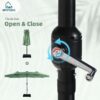 15ft Double Sided Patio Umbrella with Solar Lights, Outdoor Large Umbrellas with Crank Handle and 36 LED Lights, Rectangular Market Umbrella with Base Included for Deck Pool Shade