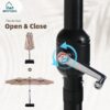 15ft Double Sided Patio Umbrella with Solar Lights, Outdoor Large Umbrellas with Crank Handle and 36 LED Lights, Rectangular Market Umbrella with Base Included for Deck Pool Shade