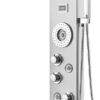 Shower Panel System, 6 Shower Modes, LED & Display Shower Panel Tower, Rainfall, Waterfall, 4 Body Massage Jets, Tub Spout, Handheld Shower Head 59" Hose, Stainless Steel Wall-Mounted Shower Set