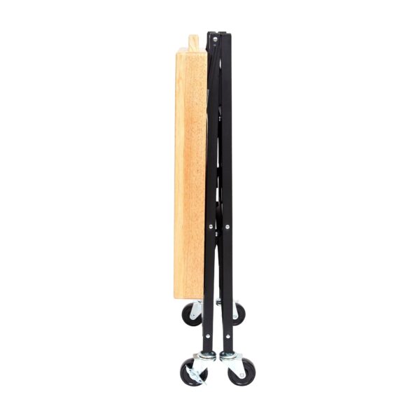 Origami Foldable Wheeled Portable Wood Top Kitchen Island Bar Cart, Black