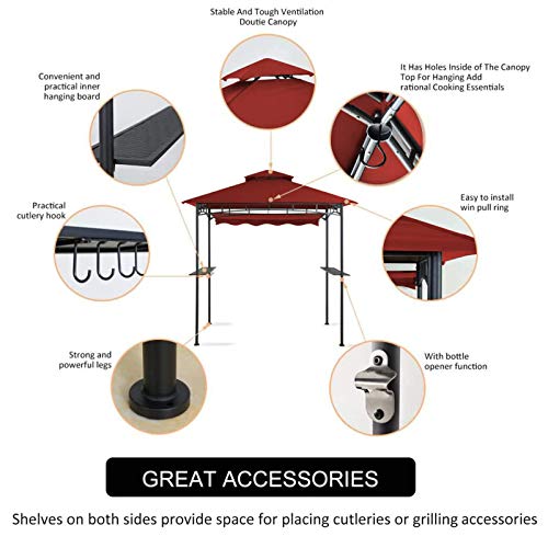 90220ce2ef4b4f1ea4046cf5b487c723 Double Tiered Grill Gazebo 11X 5, Outdoor BBQ Patio Canopy Tent with Stretchable Side Awning
