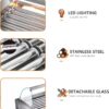 1670W Commercial Hot Dog Rollers,11 Rollers 30 Hotdog Roller Grill,Stainless Steel Hot Dog Machine With Dust Cover,Hot Dog Roller Machine With Dual Temp Control And Led Light/Detachable Drip Tray
