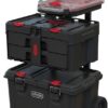 Stack-n-Roll Modular Tools Organizer for Garage Storage and DIY, 3 Piece Resin Rolling Tool Box System for Small Parts