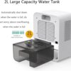 Bedroom Dehumidifier 2.2L Water Tank with Hygrometer RGB LED Light
