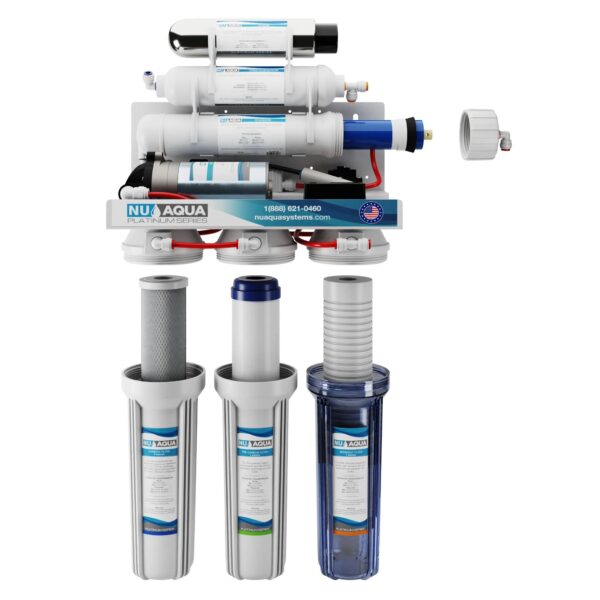 NU Aqua Platinum Series 6 Stage UV Ultraviolet 100GPD RO System with Booster Pump