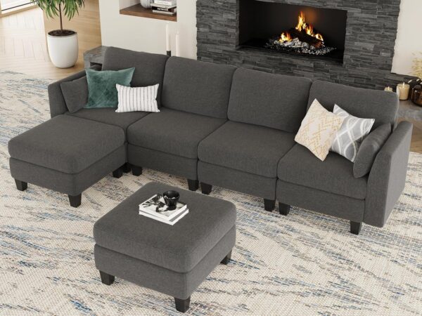91d5088fc0104ab3b89c360811950e54 Modular Sectional Sofa, Convertible U Shaped Sofa Couch with High Density Memory Foam, 6 Seat Comfy Modular Sofa Couch for Living Room, Modern U Shaped Sectional Sofa, Dimgrey