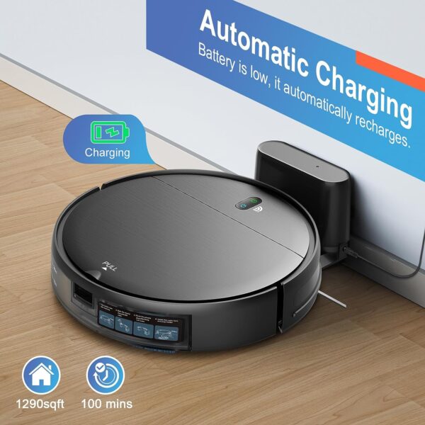 91e54b8b4a6e46729e6ae1a7a82ded85 Robot vacuum and mop combo, robot vacuum with schedule, 2-in-1 robot vacuum with water tank and dustbin, self-charging, slim, perfect for hard floors, pet hair, carpets