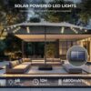 Double Sided Patio Umbrellas - 15ft Solar Lights LED Lighted Outdoor Extra Large Market Table Umbrella with Base Included, Oversized Umbrella for Deck, Pool, Backyard (Beige)